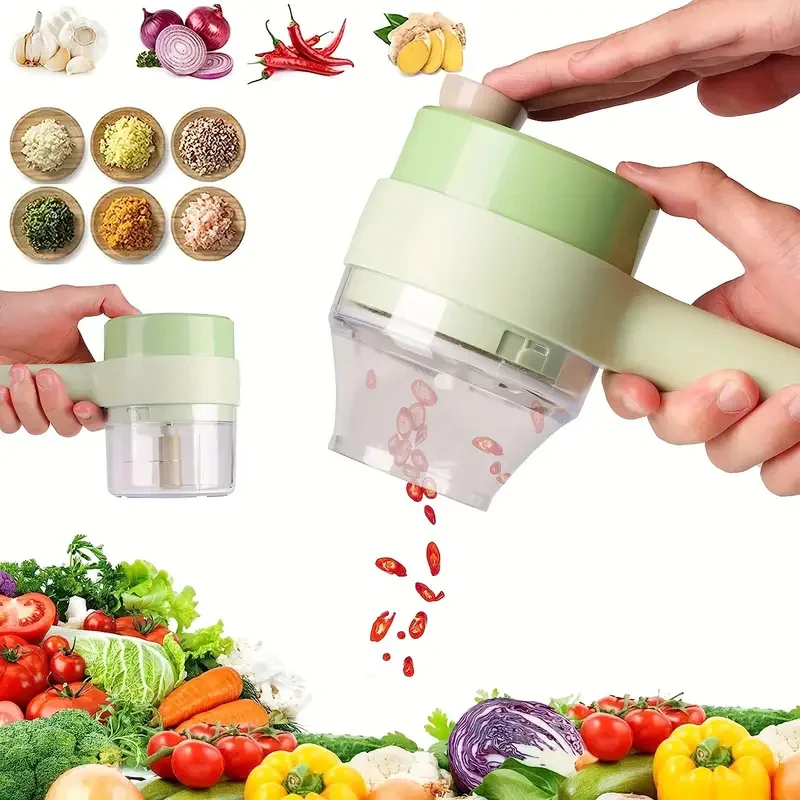 Multi-functional Vegetable Cutter Wireless Electric Garlic Beater Cut Onion And Chili Processor Handheld Gatling Cooking Machine