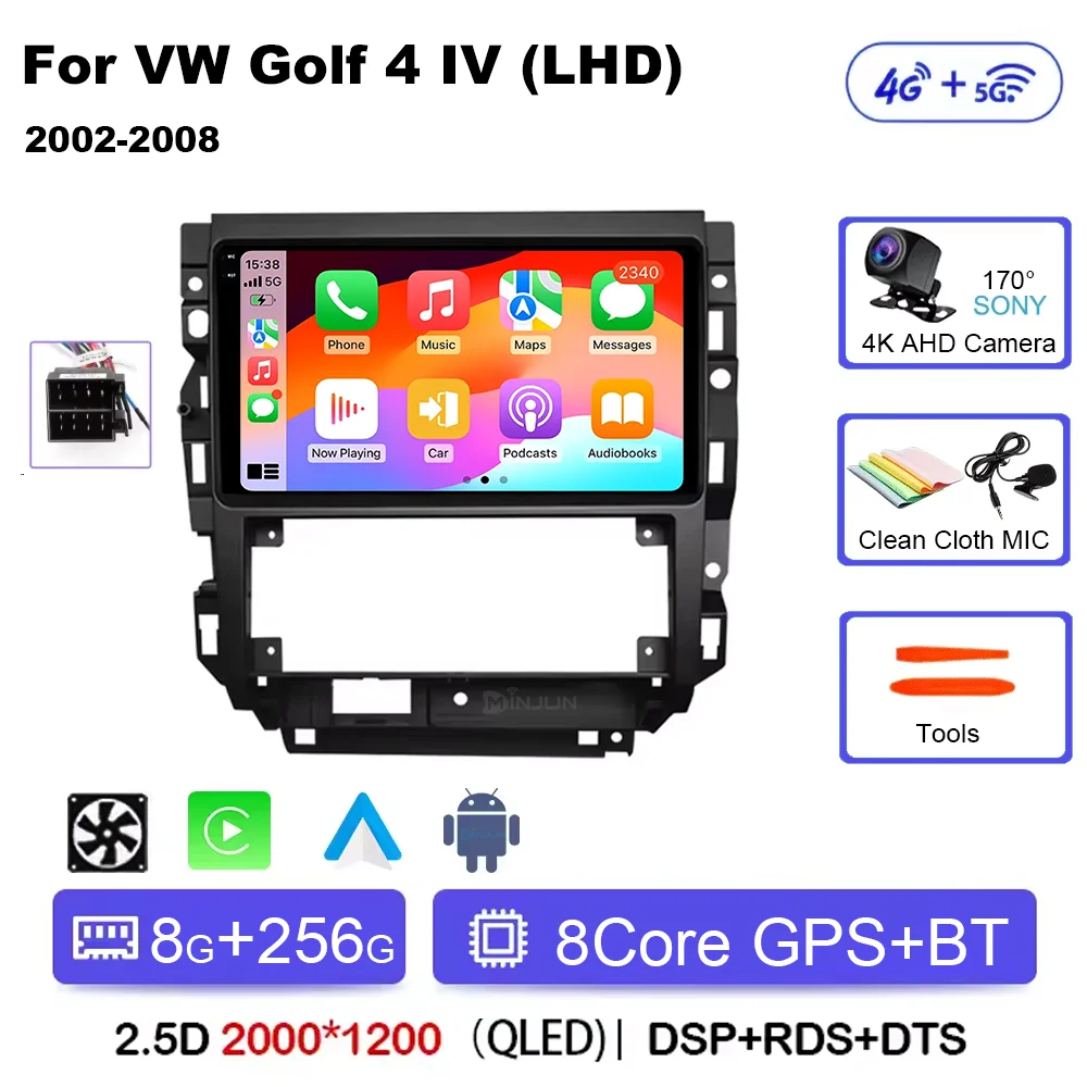 Android 15 Autoradio Voor Volkswagen VW Golf 4 Jetta MK4 Klassiekers Auto Multimedia Speler Stereo Carplay Auto Audio GPS Geen 2 DIN