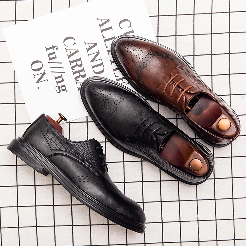 2024 Spring Gentleman Oxfords Leather Shoes Luxury Goods Men Shoes Fashion Casual Pointed Toe Formal Business Male Wedding Dress