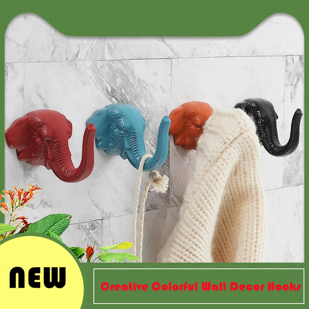 European fashion creative color elephant trunk wall decoration coat hook gold silver red orange black drawer cabinet knob