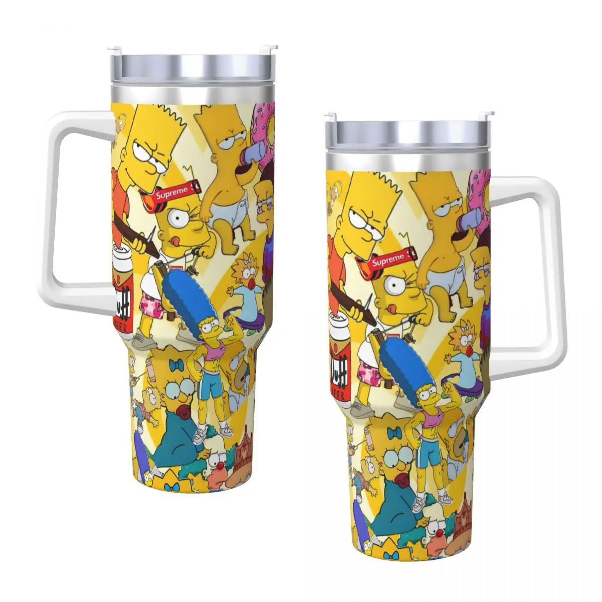 The Simpsons Characters Stainless Steel Tumbler Travelist Thermal Mug With Straws and Lid Large Car Mugs Cold Hot Water Bottle