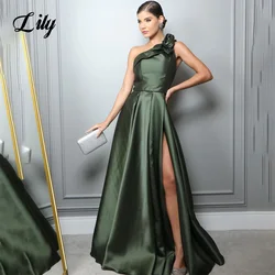 Lily Green A Line Prom Dresses Pleat Sweetheart Celebrity Dresses Sleeveless Women's Evening Dresses Stain Formal Gown 프롬 드레스