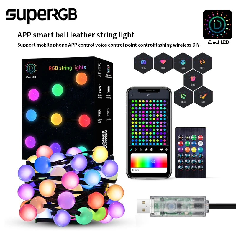 

Рождественские украшения, светодиодный светильник, гирлянда RGB IC, светящийся цвет, подходит для украшения дома, водонепроницаемая гирлянда с граффити своими руками