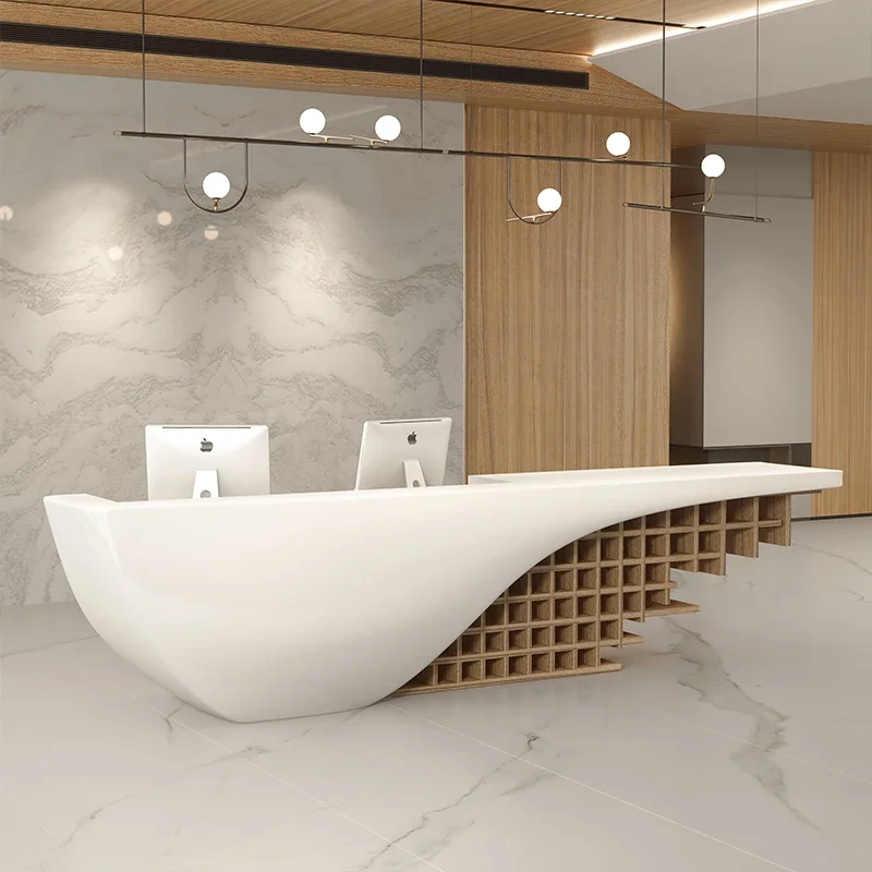 Design White Front Desk Reception Counter Hotels Classic Business Reception Desks Modern Luxury Mostrador Recepcion Furniture