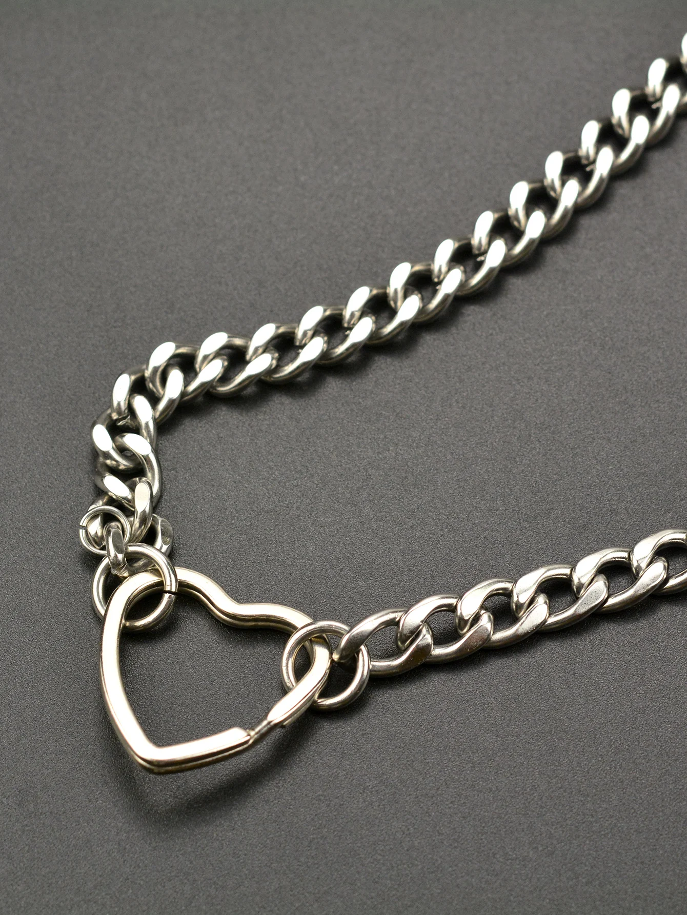 23 inch long Cuban Miami stainless steel link jean trouses key chain  street dance necklace choker hand cuff skull heart keyring