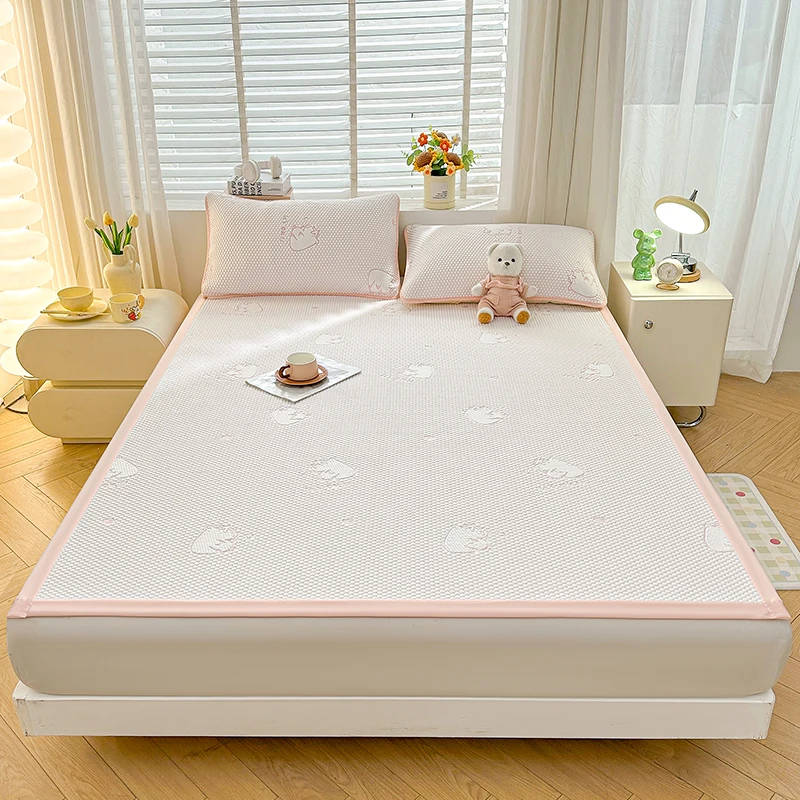 

Летний охлаждающий матрас включает в себя 1/2 наволочки, полиэстер, дышащий и мягкий, розовые полоски, идеально подходит для горячих ночей.