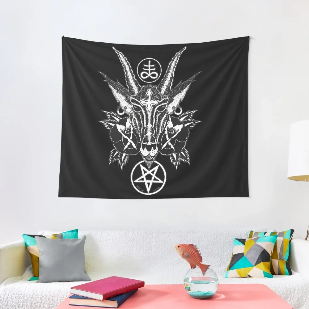 

Baphoment and Satanic Symbols - Art By Kev G Tapestry Wall Hanging Wall Decor Hanging Room Design Outdoor Decor Tapestry