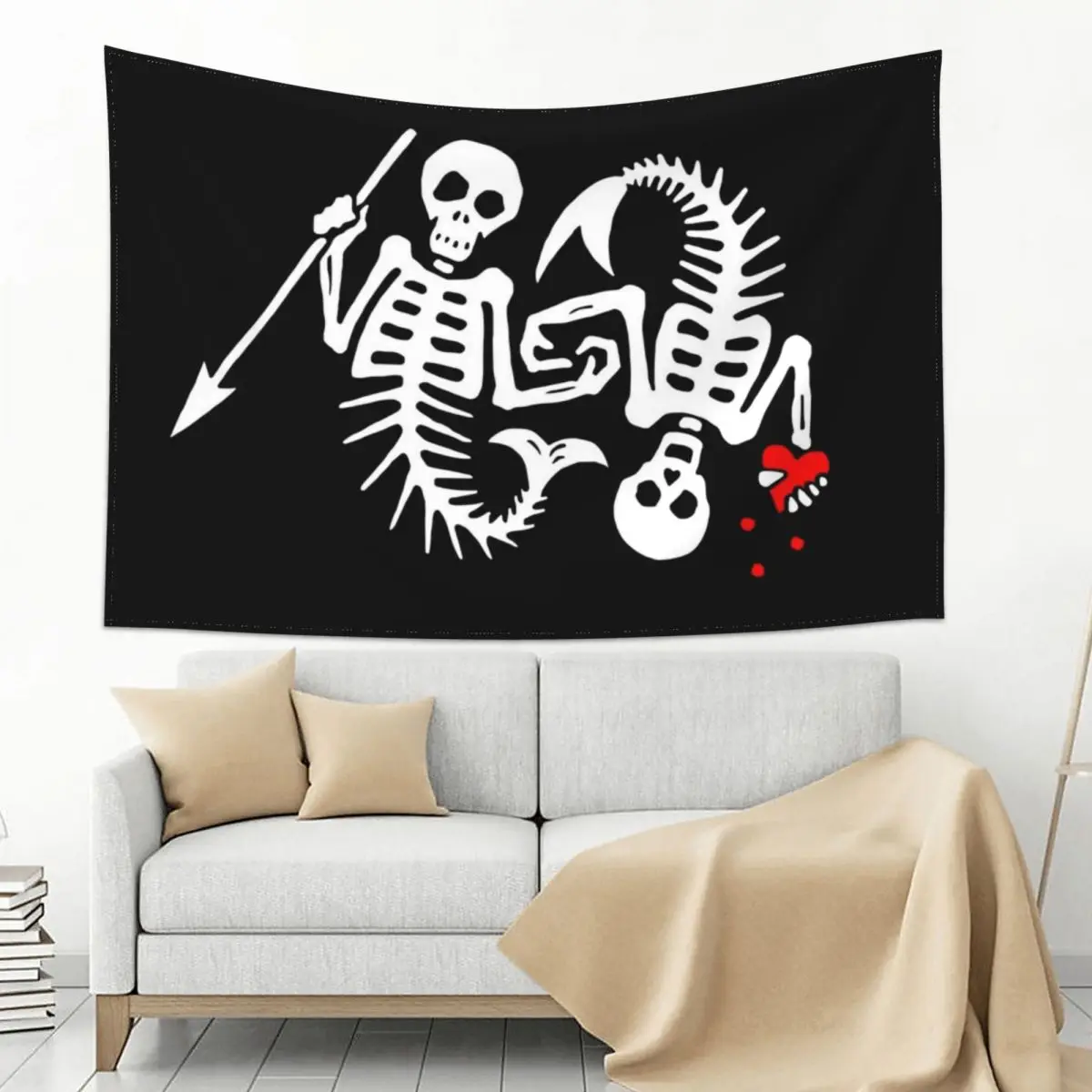 

Our Flag Means Death [OFMD] s2 Skeleton Mermaids Logo Tapestry Wall Mural Wallpaper Bedroom Tapestry