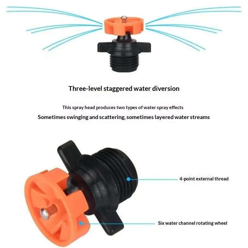 3/5Pcs Scattering Nozzle 360 Degree Rotating Sprinkler Male Thread Irrigation Nozzle Garden Farm Balcony Yard Watering Nozzle