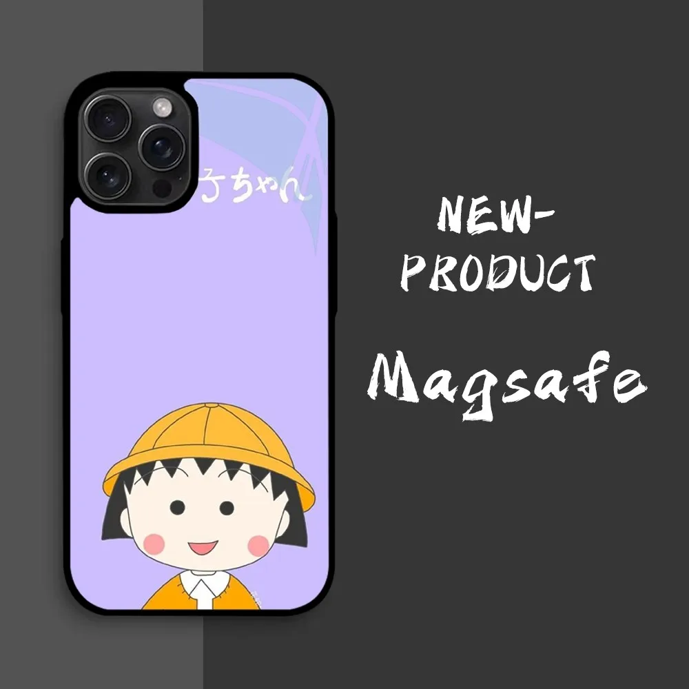 Cherry Cute M-Maruko chan Anime Phone Case For iPhone16 15 14 13 12 11 Pro Xs Max Mini XR X 7 8 Plus luxury Mirror Hard Funda