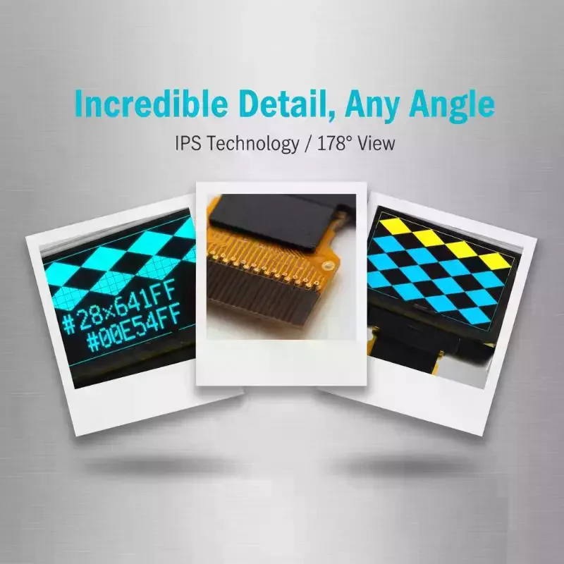 IPS 0.96 Inch 30PIN SPI White PM OLED Screen SSD1306 Drive IC 128*64 Parallel/I2C UP Interface