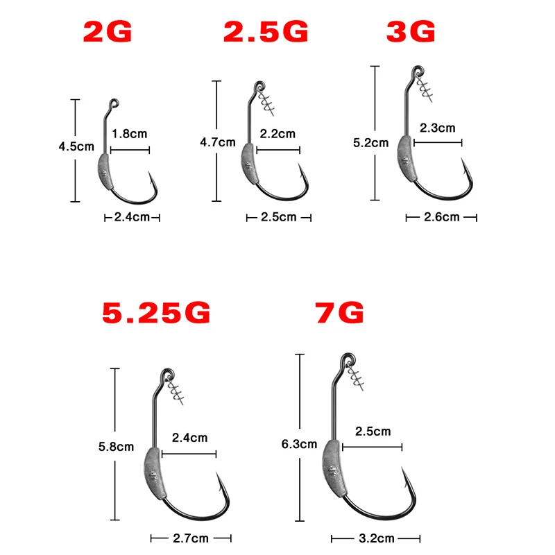 FTK 5 szt. Odsłonięta korba korbowa kolczasty hak 2g 2.5g 3g 5g 7g korba offsetowa haczyk wędkarski haczyki na ryby do Texas Rigs sprzęt wędkarski