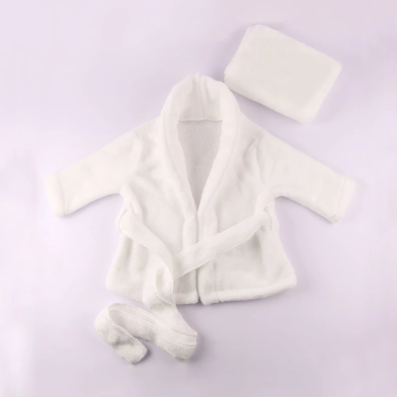 Solid Color Baby Bathrobe Towel Set Thicken Flannel Boys Girls Robe With Belt Bath Towel Newborn Photography Props Posing Outfit