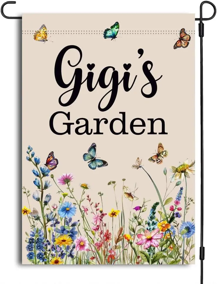 Gigi's Garden Flag - Outdoor Garden Flag With Wildflowers And Butterflies - Spring Summer Yard Decor - Mothers Day - Bir uui