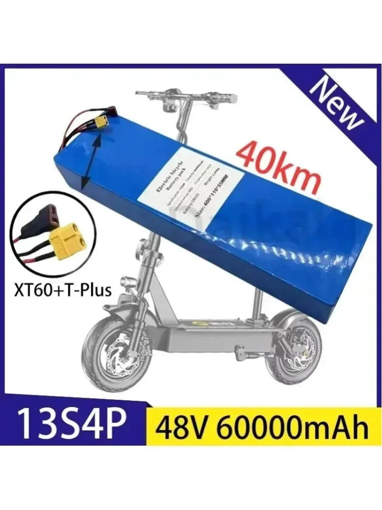 Original 48V Lithium-Ionen-Akku 48V 60Ah 2000W 13S4P Lithium-Ionen-Akkupack für 54,6V CitycocoBMS Elektroroller