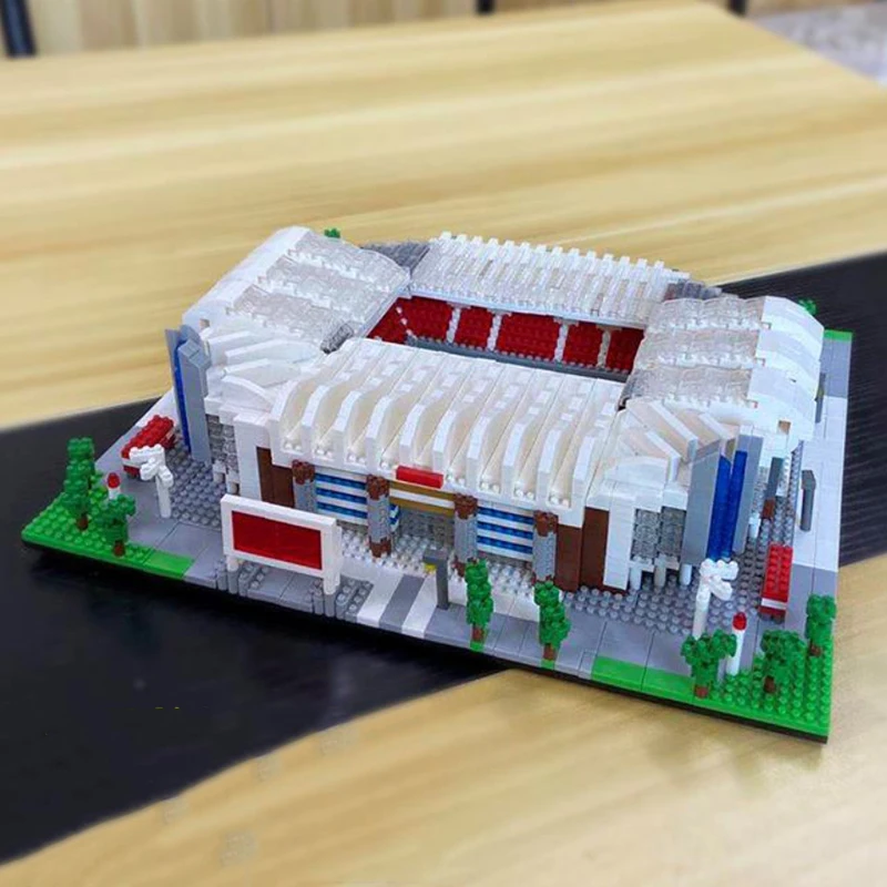 Calcio Old Trafford Stadium campo da calcio architettura mondiale 3D Mini Diamond Blocks mattoni giocattolo da costruzione per bambini senza scatola