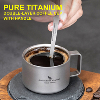 Pure Titanium Double-Layer Coffee Cup With Handle,Heat-Resistant And Portable,Outdoor Camping Travel Kung Fu Tea Cup 100ml,A1500