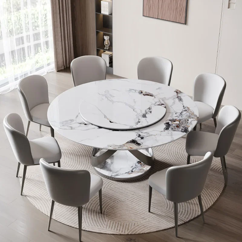 Waterproof Metal Dining Table Round Extendabl Style Living Room Dining Table Grey Marble Nordic Mesas De Jantar Home Furniture