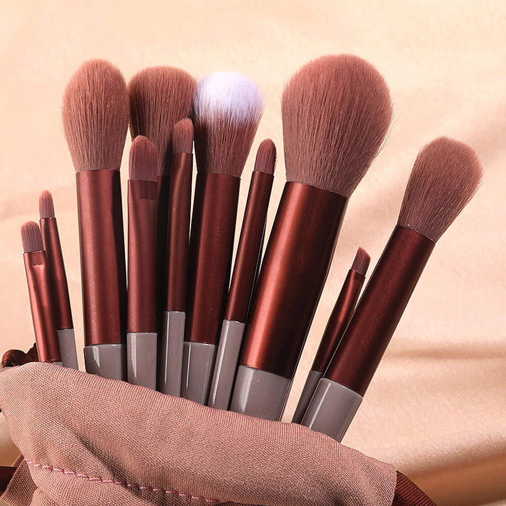 13 Pcs/Set Brown Makeup Brush Set of High Quality Soft Animal and Artificial Hair Mutilfunction Nail Art Tool For Nails Shop/DIY