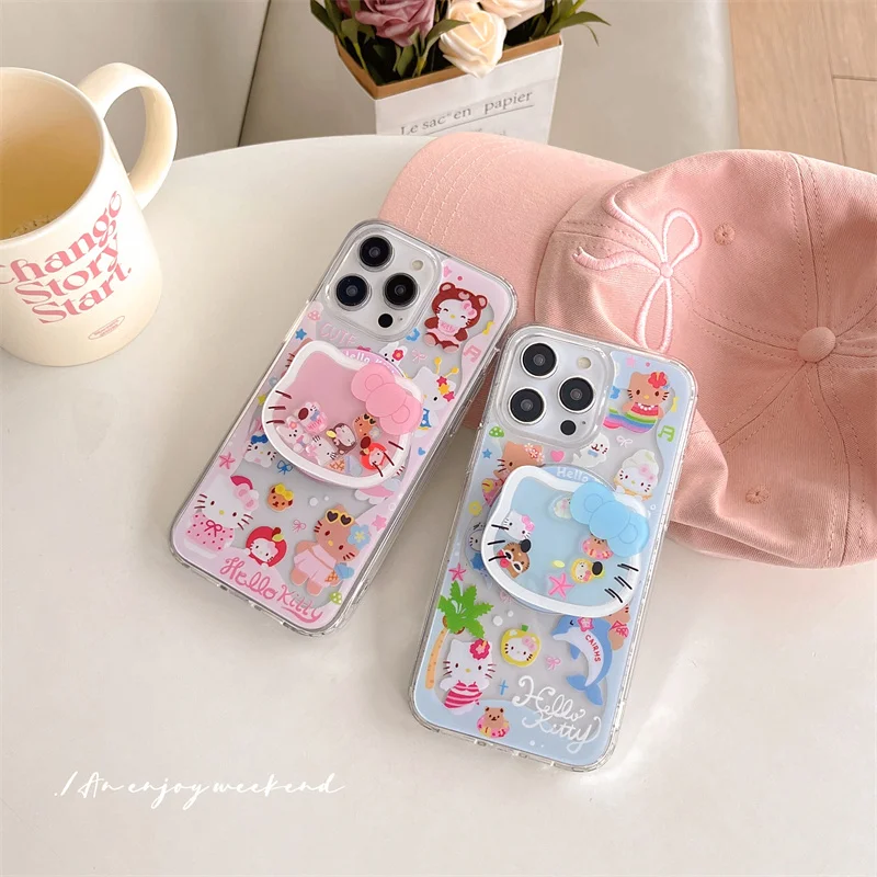 Мультяшный милый магнитный держатель Hello Kitty Magsafe чехол для беспроводной зарядки для iPhone 11 12 13 14 15 16 Pro Max 3D KT Магнитная подставка