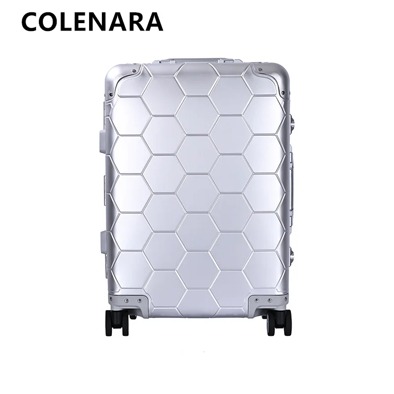 COLENARA Men's Suitcase All Aluminum Magnesium Alloy Boarding Box 20 Inches Business Trolley Case Carry-on Travel Luggage