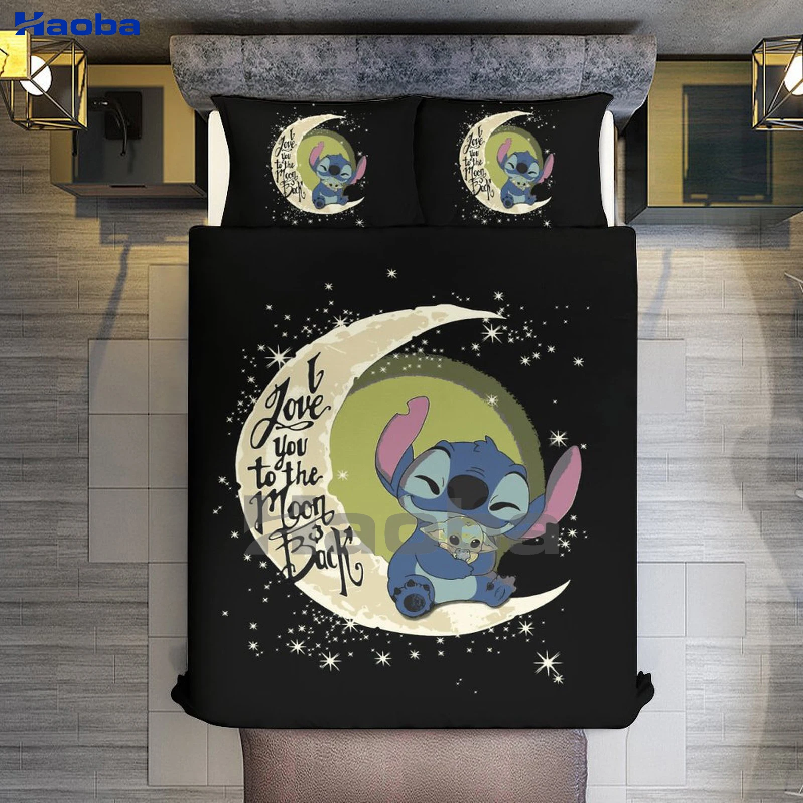 I LOVE YOU TO THE MOON AND BACK Three Piece Bedding Set Children or Adults for Beds Quilt Covers Birthday Gifts for Women Men