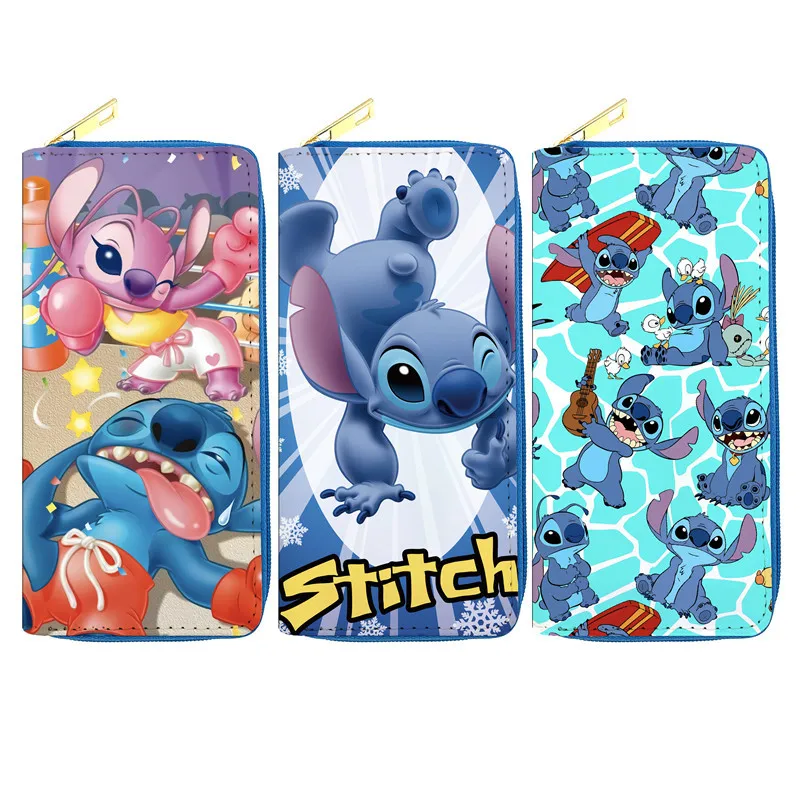 19X10X2.3 cm Disney cartoon cute Stitch PU wallet lady zipper tassel key coin purse student wallet card holder Coin Purses