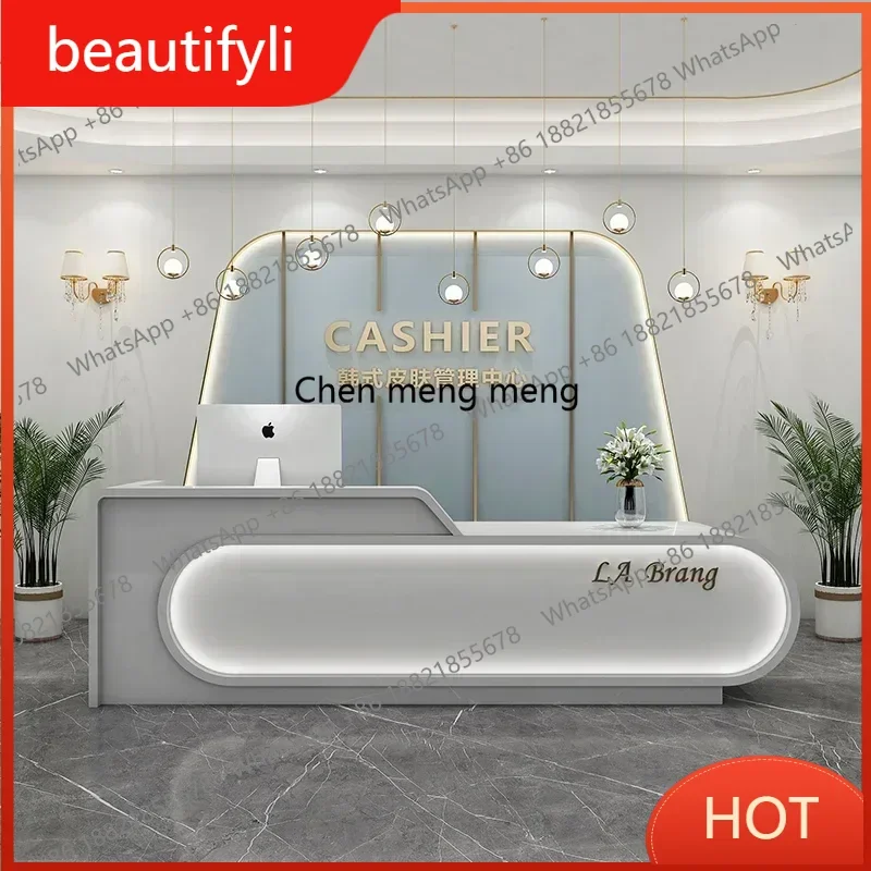 

zj6660Party Reception Tables Furniture Luxury Beauty Salon Bank Counter Table Supermarket Counters For Small Recepcja
