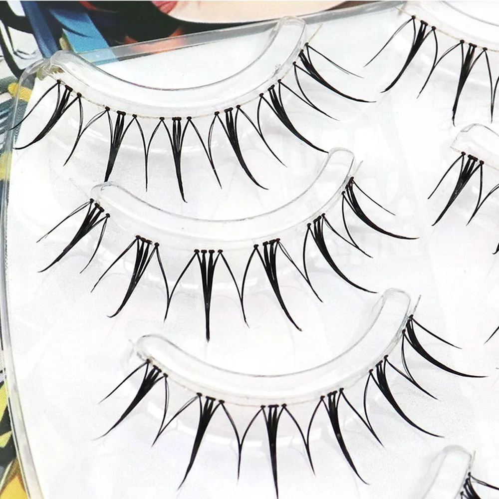 5 Paar falsche Wimpern, Feen-Augenwimpern, unsichtbares Band, Wimpernverlängerung, natürlich aussehende, handgefertigte, weiche Make-up-Tools