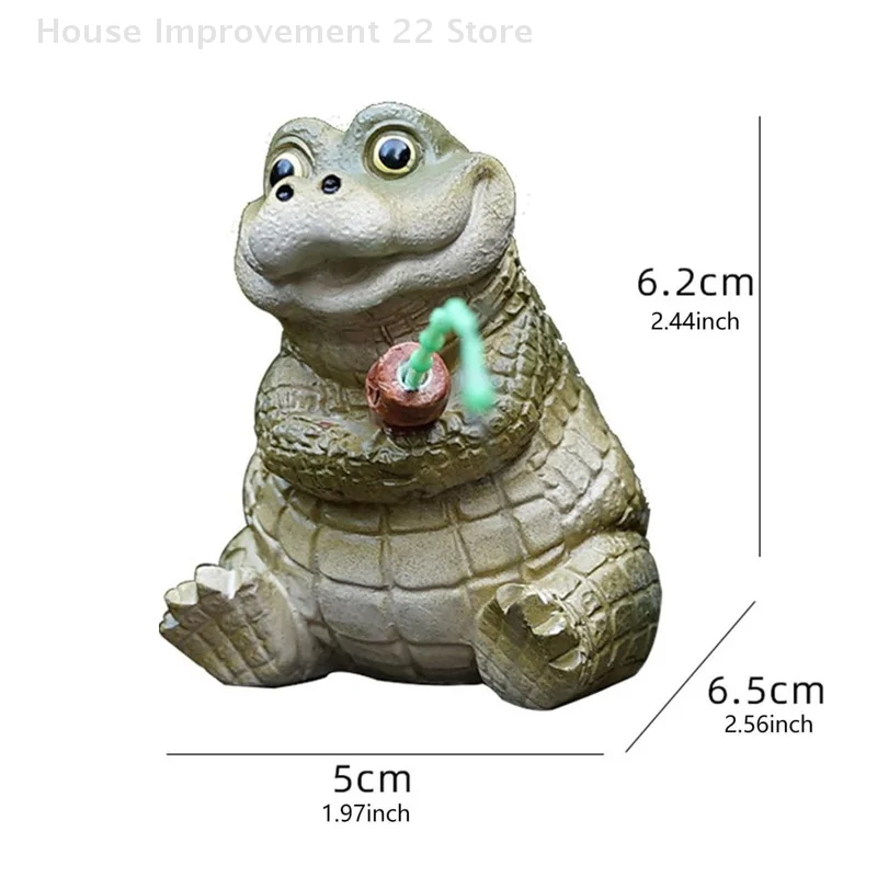 Creative Rope Fishing Crocodile Statue Cute Simulation Crocodile Resin Figurine Animal Sculpture Ornament Outdoor Home Garden