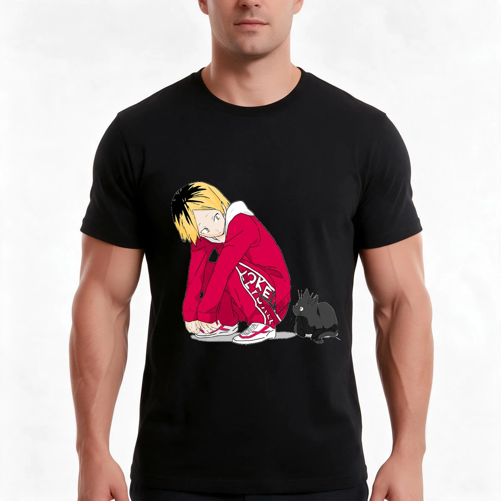 kozume kenma v2 T-Shirt, Summer Casual Cotton Tee, Oversized Streetwear Tops, Vintage Graphic Print, Loose Fit Short Sleeve