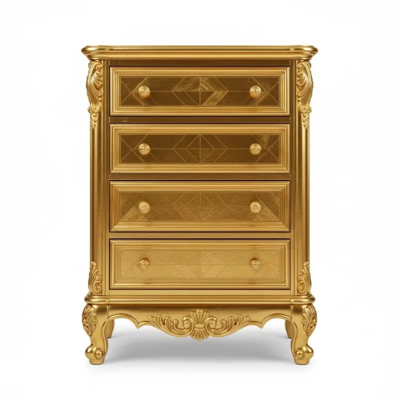 Luxury French Gold Five Drawer Dressing Table with Solid Wood Furniture for Hotel Suites and Villas