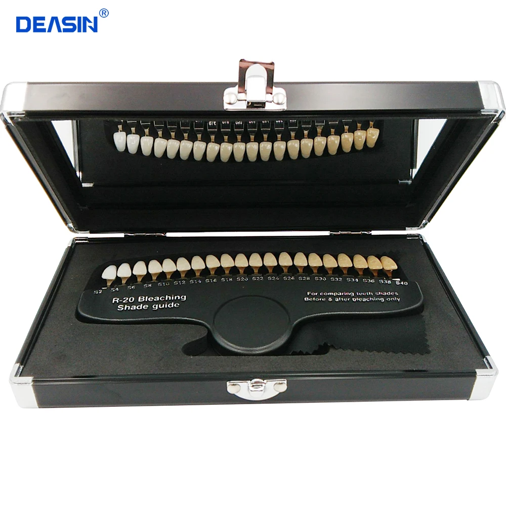 DEASIN  New Arrival Luxury packed 20 Colors 3D shade guide color dental whitening comparator with Mirror