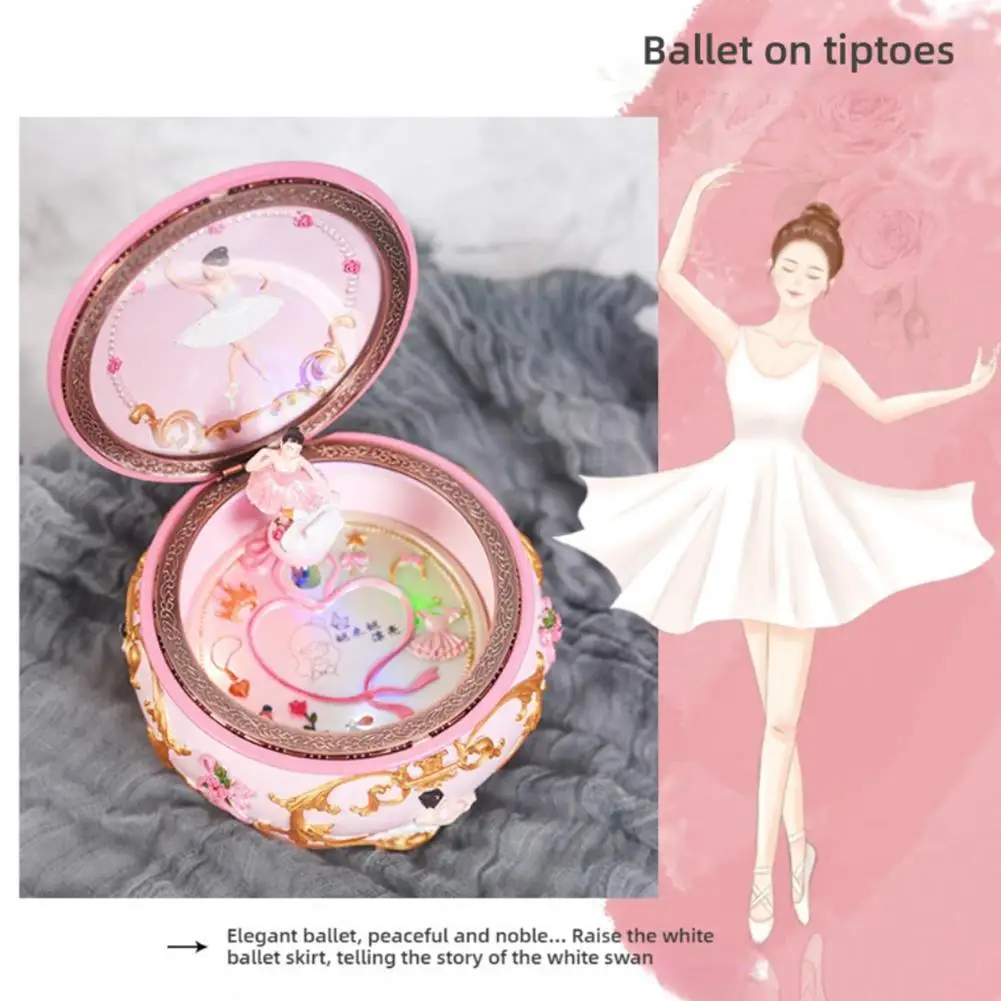 Colorful Light Rotating Dance Ballet Girl Music Box Desktop Music Box Ornaments Creative Birthday Gift Girl Gift Dream Music Box