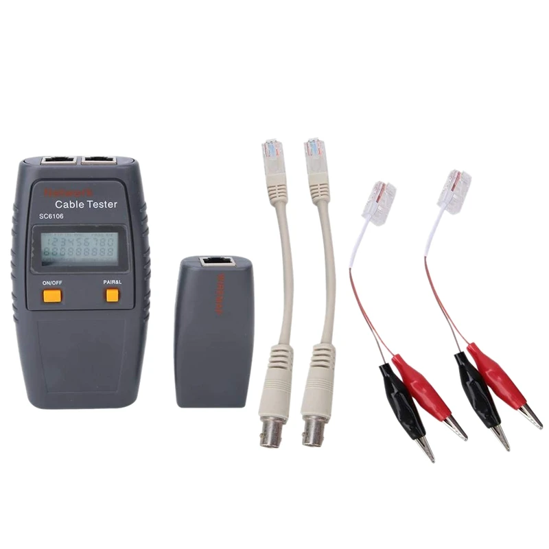 Rede Cable Tester com Display LCD, Linha Elétrica Finder, LAN, Fio Testing, SC6106