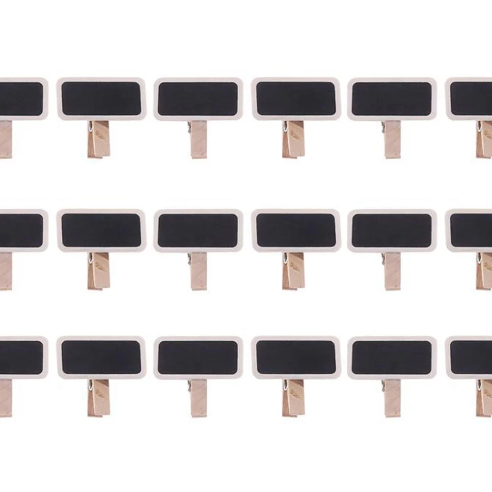 50 Pcs Small Chalkboard Clips Blackboard Message for Kids Rectangle Wooden Bamboo Mini