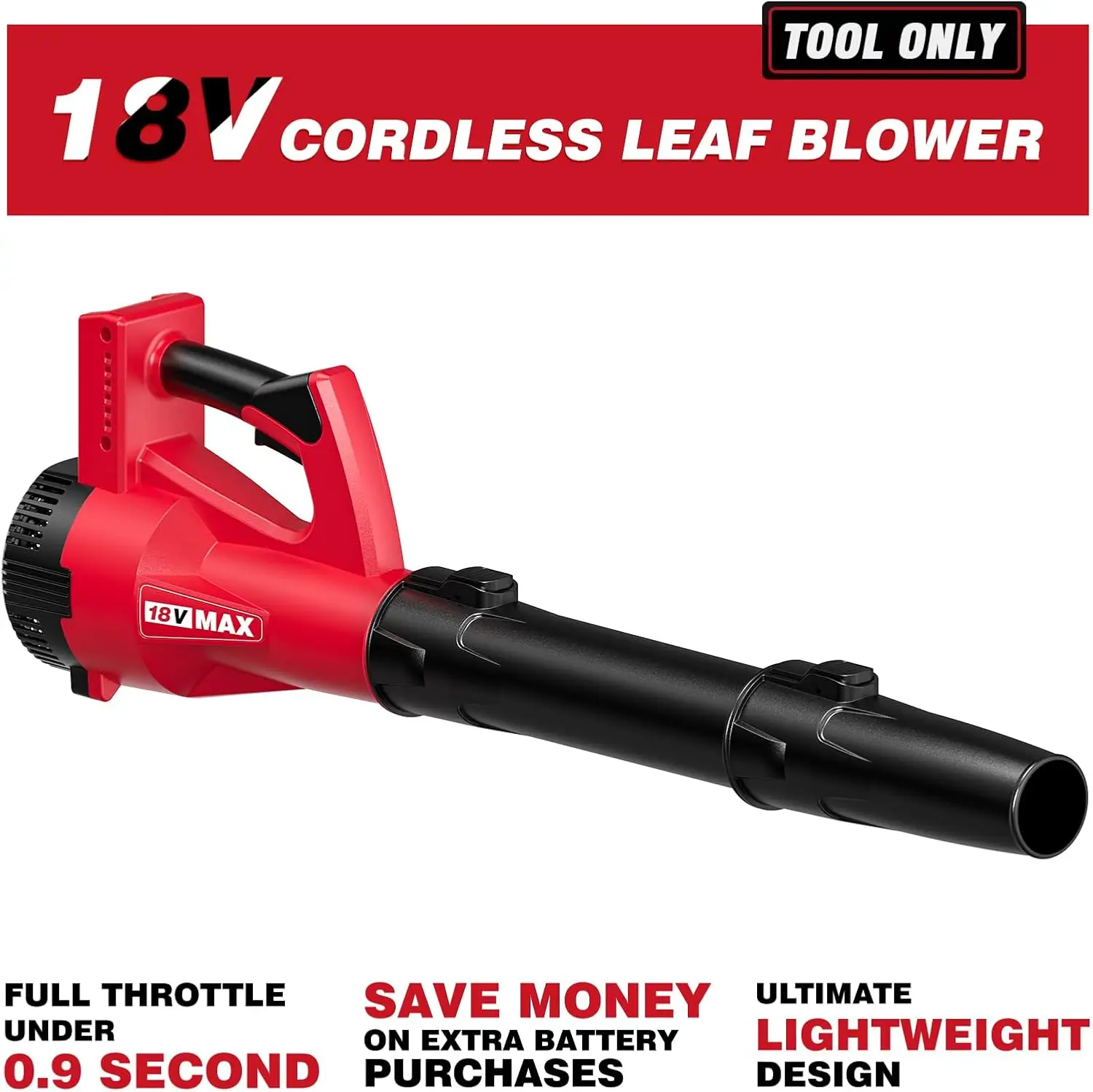 Leaf Blower Cordless Compatible with Mil-Waukee m18 Battery, 125-MPH 450-CFM Cordless Leaf Blower, Battery Powered Leaf Blowers