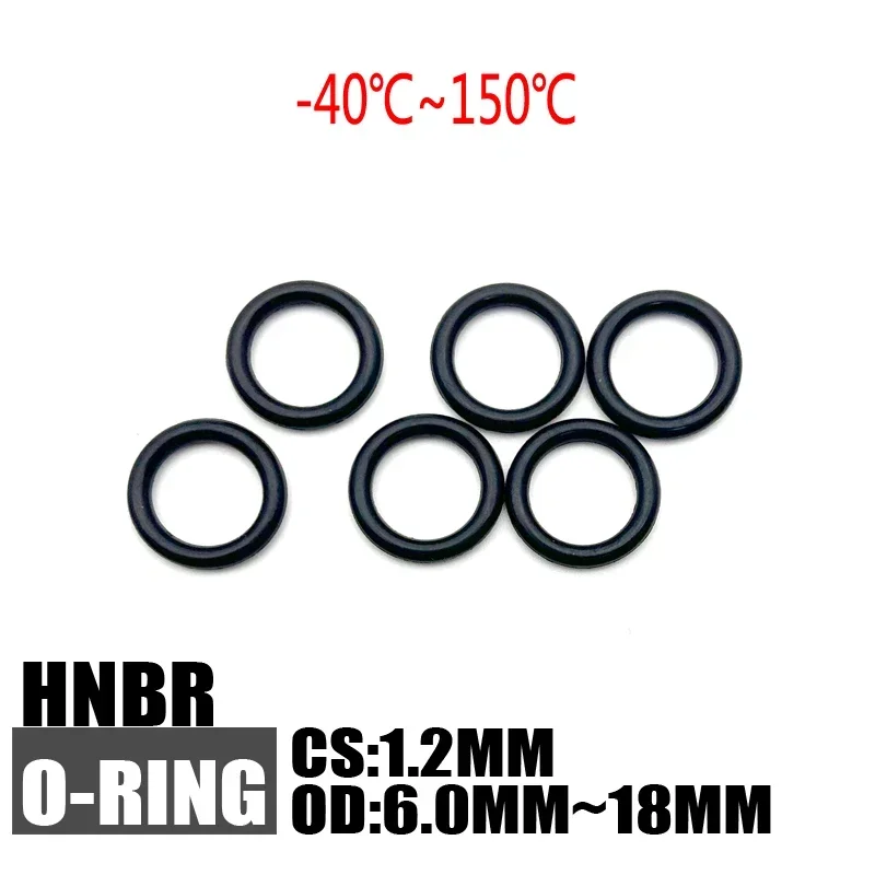 Hydrogenated Nitrile O Ring Gaskets CS1.2mm OD 6~18mm Automobile Nitrile Rubber Round O Type Corrosion Oil Resistant Seal Washer