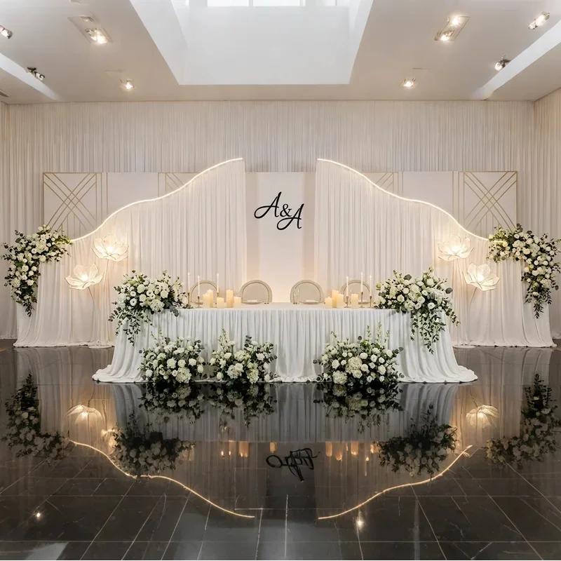 Sturdy S Wave Metal Wedding Arch Backdrop Stand Curved Frame Outdoor Photo Booth Party Birthday Stage Decor