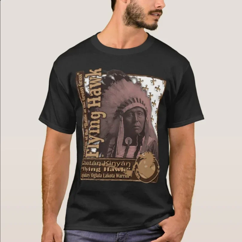 Flying Hawk Oglala Lakota Warrior T Shirt Short Sleeve Casual 100% Cotton O-Neck Mens T-shirt Size S-3XL