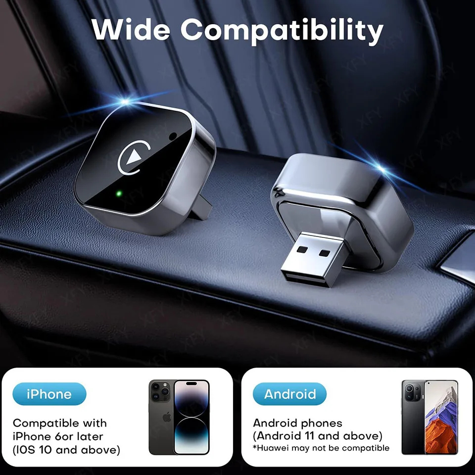 XFY 2in1 Wireless CarPlay Adapter Android Auto AI Smart Box Car Intelligent Systems For VW Toyota Nissan Honda Ford Benz 2026