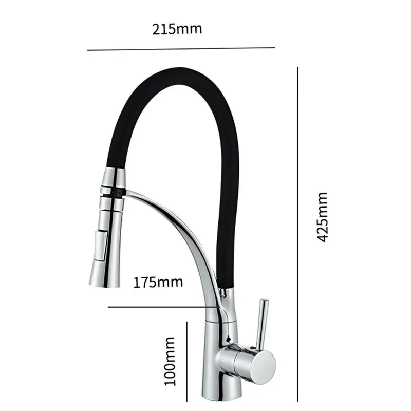 Brushed Nickel Rubber Kitchen Faucet Mixer Tap Rotation Pull Down Stream Sprayer Taps Hot Cold Water Tap One Handle Kitchen Tap