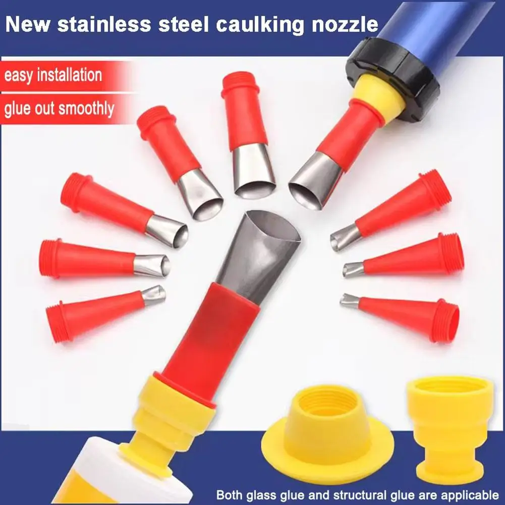 14+6PCS StainlessSteel Caulk Nozzle Applicator Caulking Bathroom Sink Finisher Silicone Tool Sealant Glue Finishing Kitchen D0I5