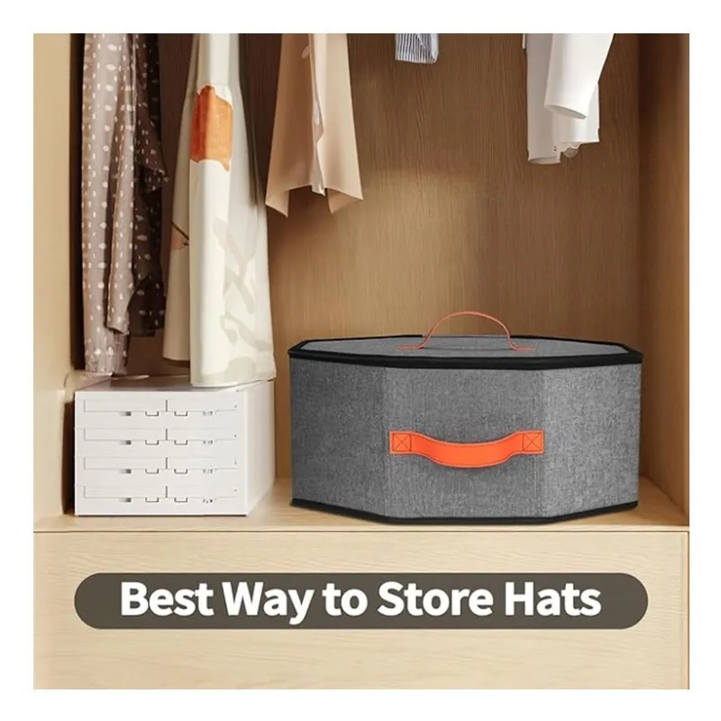 

Hot AD-For Travel Hat Storage Box With Hardboard Support, Cowboy Hat Boxes 1 Door Hook For Women& Men Hat Organizer