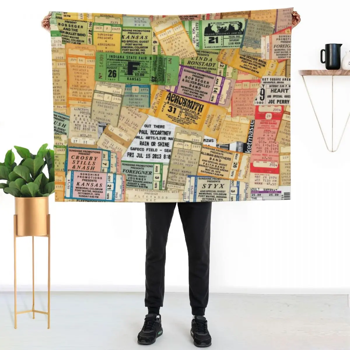 Concert Ticket Stubs Throw Blanket Winter beds Warm Flannels Nap valentine gift ideas Retros Blankets