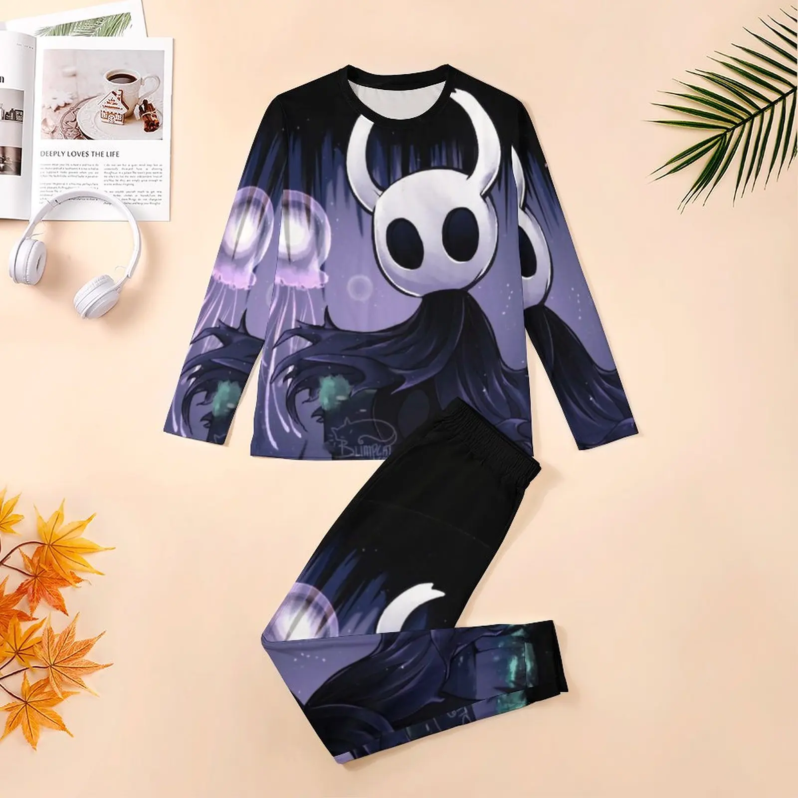 Hollow Knight Pajamas Autumn Adventure RPG Game Casual Nightwear Men 2 Piece Graphic Long-Sleeve Soft Oversize Pajama Sets