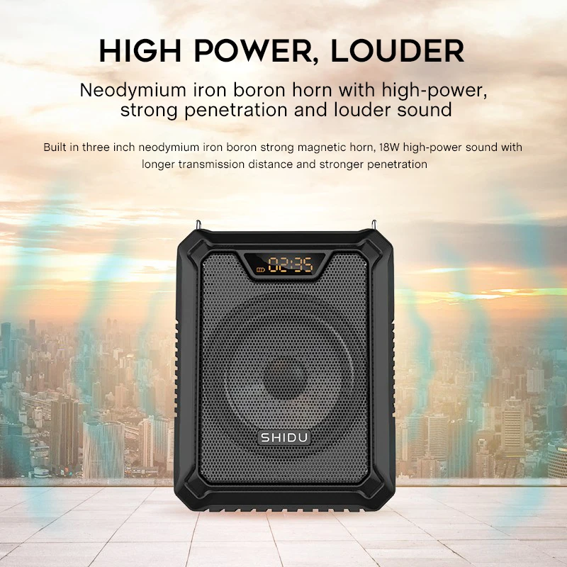 SHIDU Portable Voice Amplifier With Wireless Microphone For Teachers Waterproof Bluetooth Speaker M808