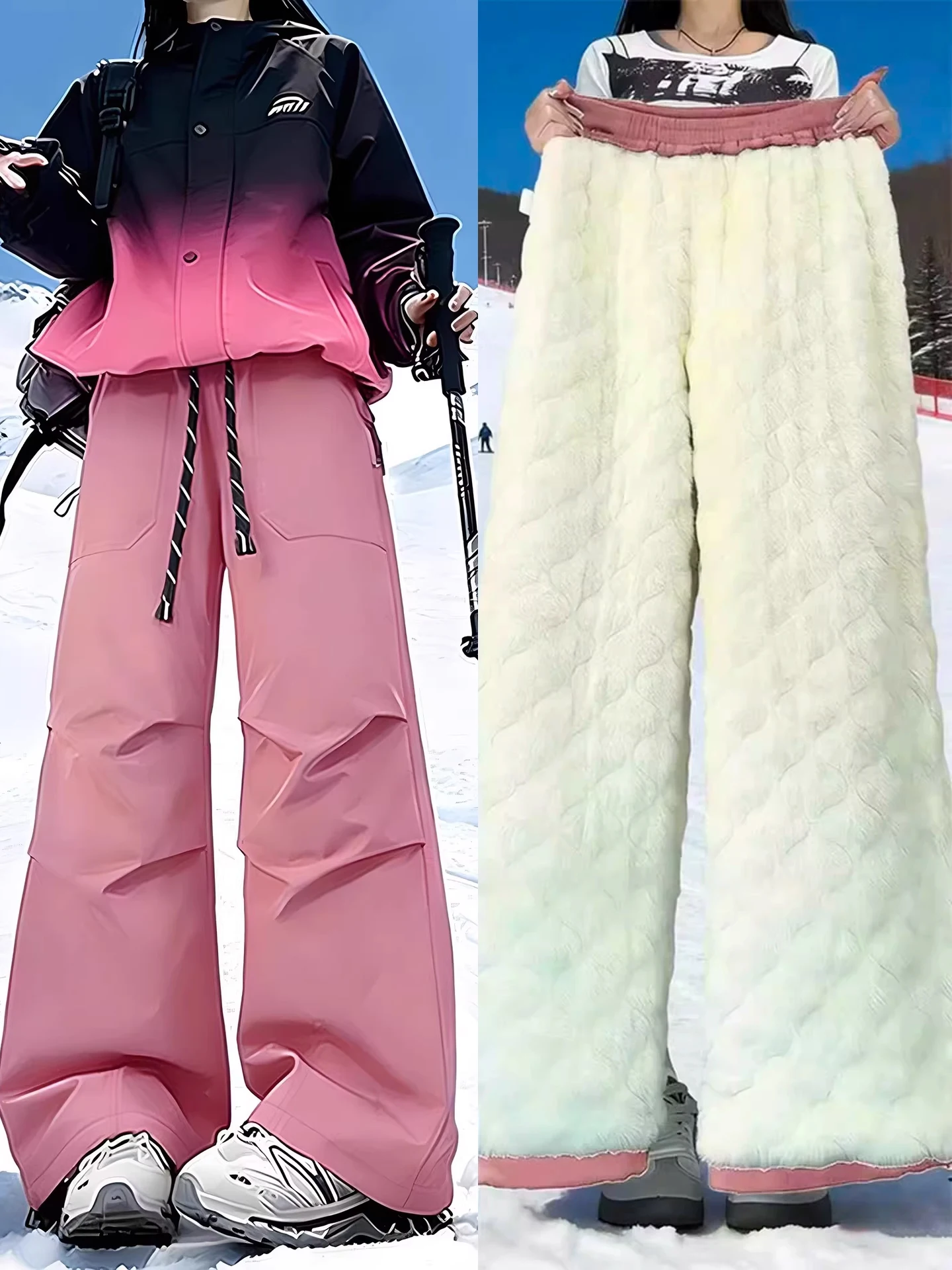 

Зимние утепленные хлопковые брюки для мужчин и женщин, водонепроницаемые, на флисовой подкладке, для активного отдыха, катания на лыжах, устойчивые к холоду, прямого кроя