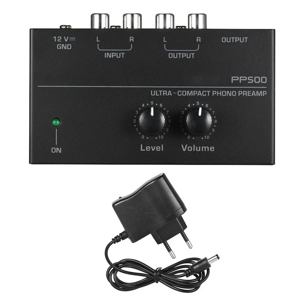 PP500 Phono Preamp Preamplifier Headphone Preamplifier Microphone Enlarge Mixer with Level Volume Control for Vinyl Turntable