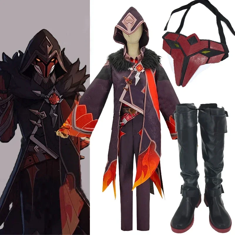 Genshin Impact Game NPC Debt Processor Cosplay Costume pour hommes, Fatui, Pyro Agent, Halloween Carnival Uniform, MN8